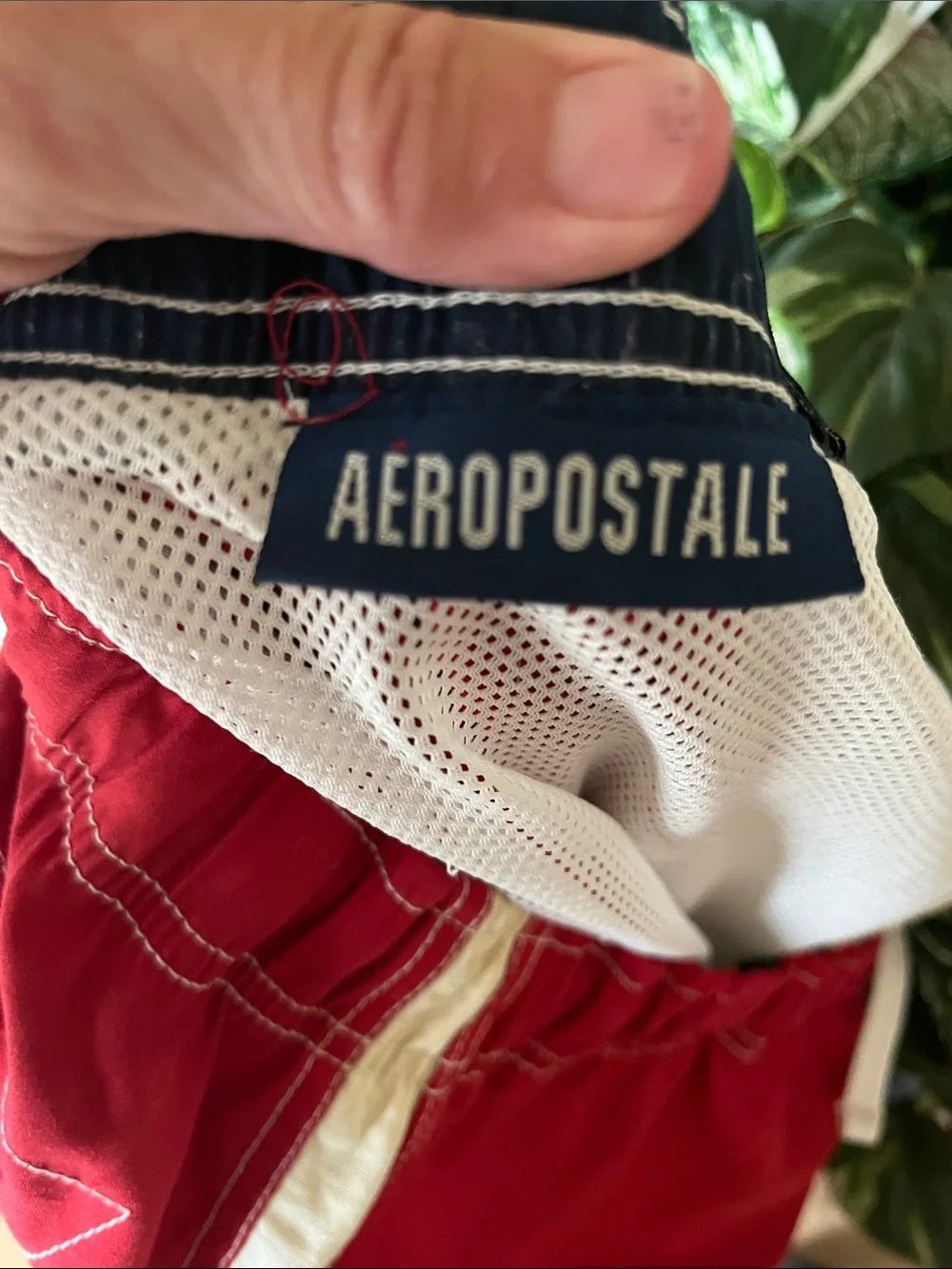 Aeropostale Retro Red Men’s Cargo Board Shorts with White Trim